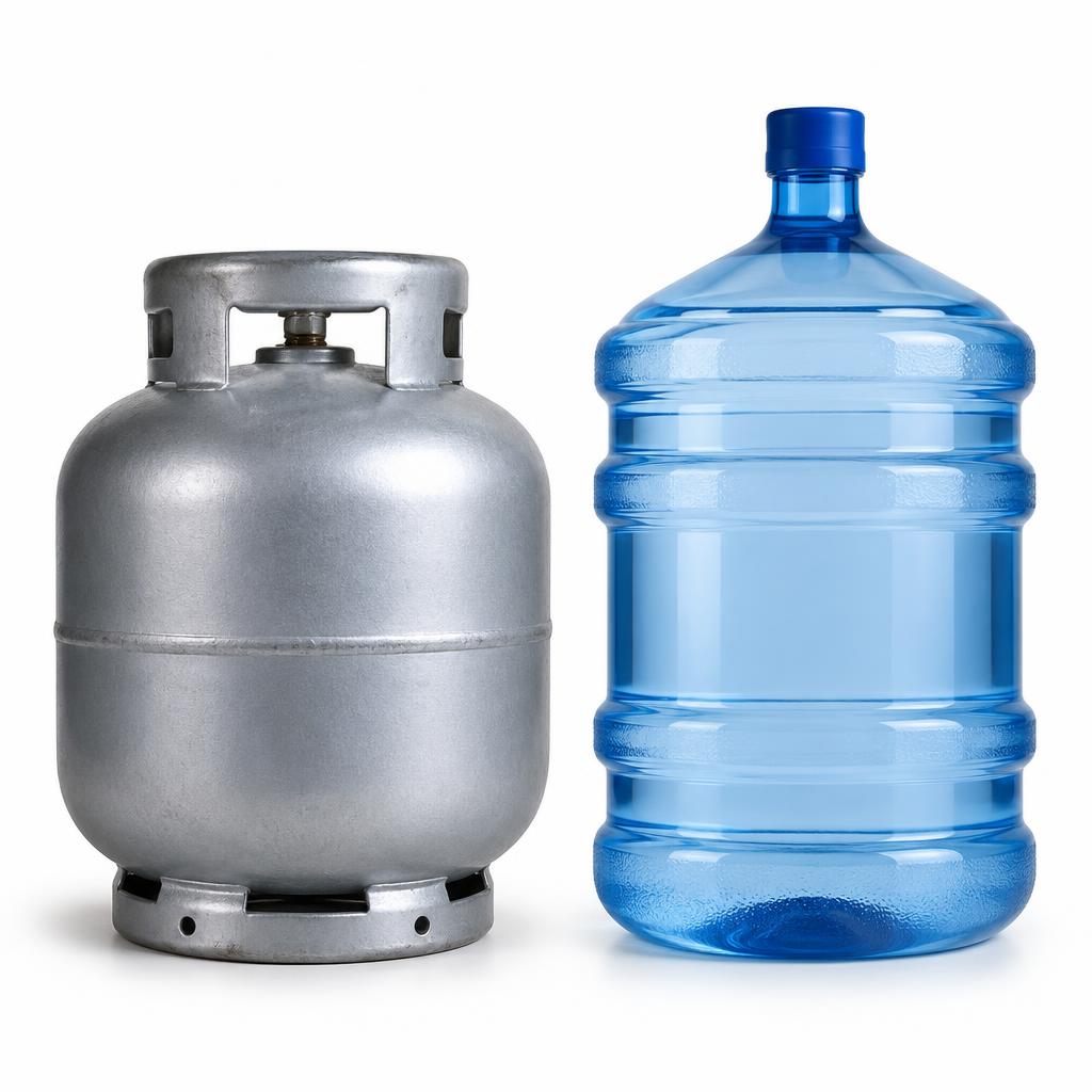Kit Família: 1 Botijão de Gás + 1 Galão de Água Mineral 20L